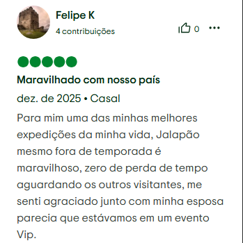 Print de avaliação de Felipe K sobre a Jalapão Forever