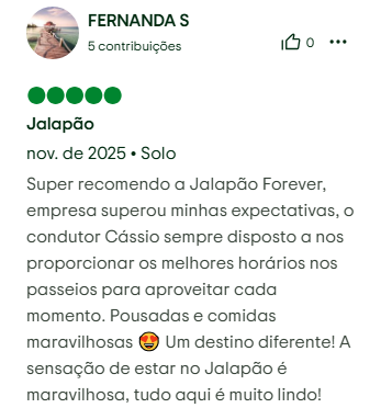 Print de avaliação de Fernanda S sobre a Jalapão Forever