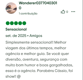 Print de avaliação de Wanderer sobre a Jalapão Forever