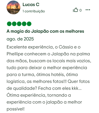 Print de avaliação de Lucas C sobre a Jalapão Forever